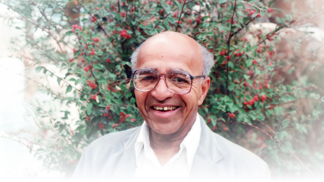 Portrait of David Harold Blackwell smiling, wearing glasses and a light gray jacket